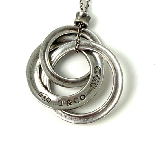 Tiffany & Co Triple Interlocking 1837 Circles Sterling Silver Pendant Necklace - Picture 7 of 9